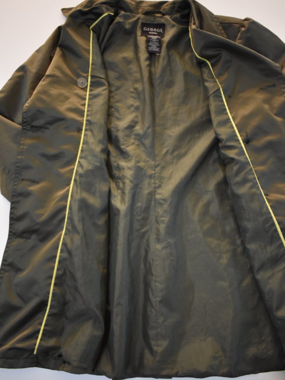 George Woman Double-Breasted Trench Coat Jacket Smokey Olive Women's Size 1X-16W - Picture 3 of 7